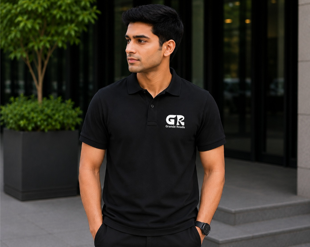 Corporate polo with chest logo branding